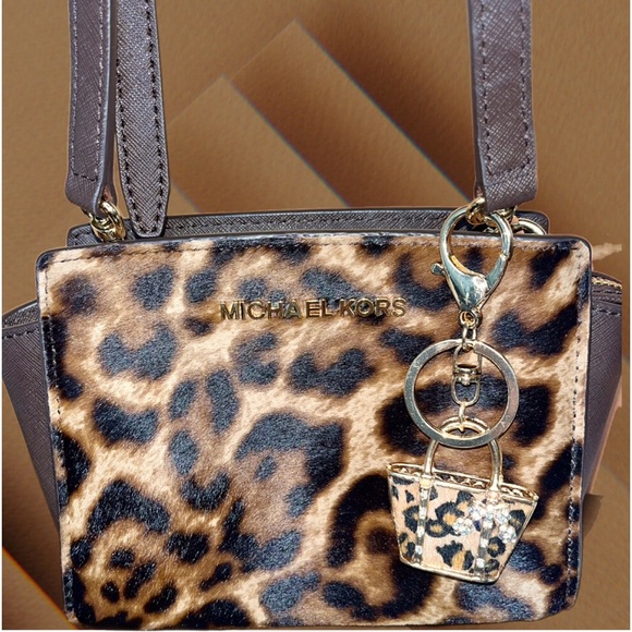 MICHAEL KORS RARE Selma Leopard Hair Calf & Brown Leather Mini Crossbody w/COA - Picture 2 of 7
